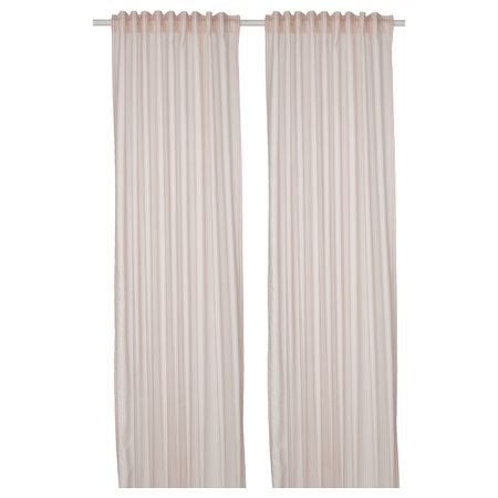 Гардины, 2 шт., белый, бежевый в полоску 120x300 см IKEA BYMOTT БЮМОТТ 605.099.72