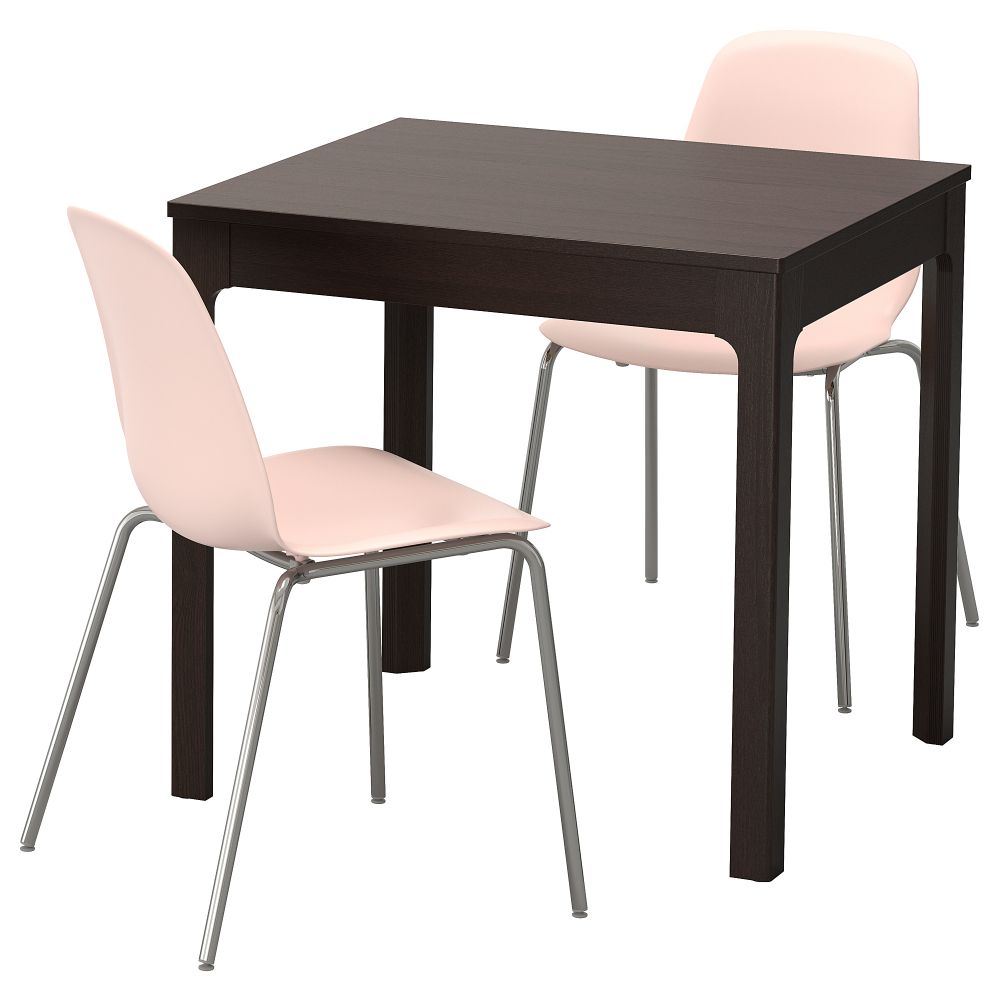 Стол и 2 стула ЭКЕДАЛЕН / ЛЕЙФ-АРНЕ, темно-коричневый, розовый (80/120 см) - фото 1