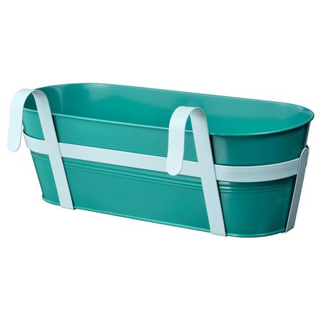 Ящик для цветов с держ, для дома, улицы бирюзовый 51x19 см IKEA СОККЕР 604.523.29
