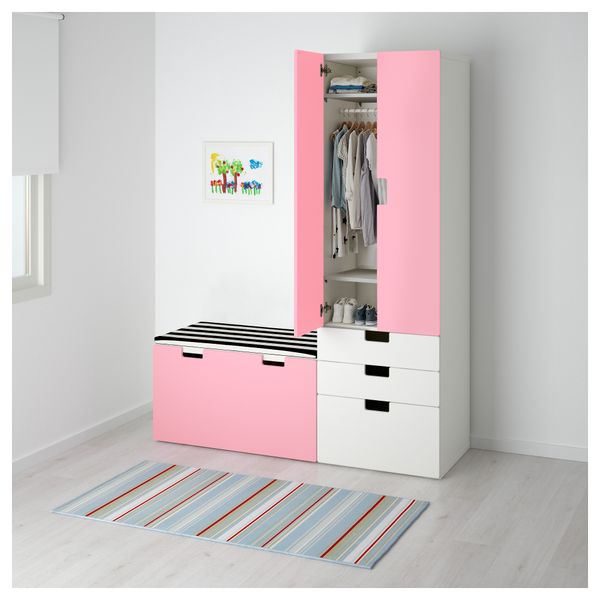 Комбинация для хранения со скамьей СТУВА, белый, розовый (150x50x192 см) - фото 2