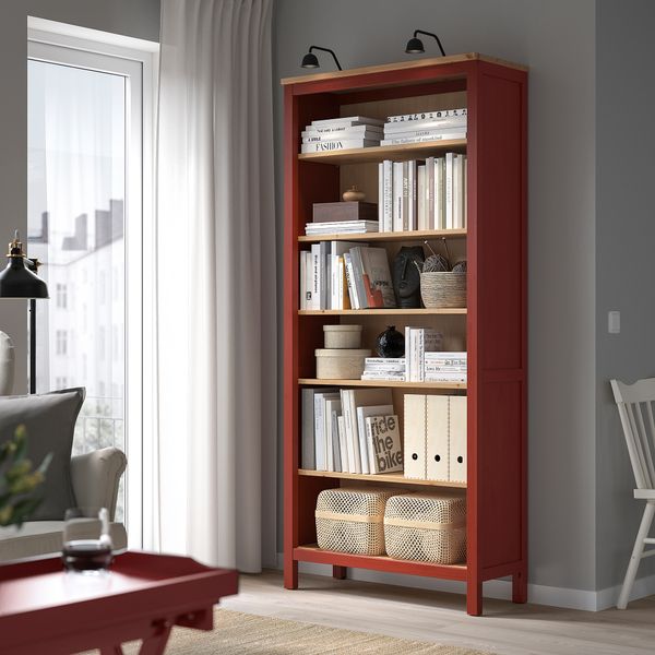 Стеллаж, красная морилка светло-коричневая морилка, 90x197 см IKEA HEMNES ХЕМНЭС 105.306.31 - фото 3