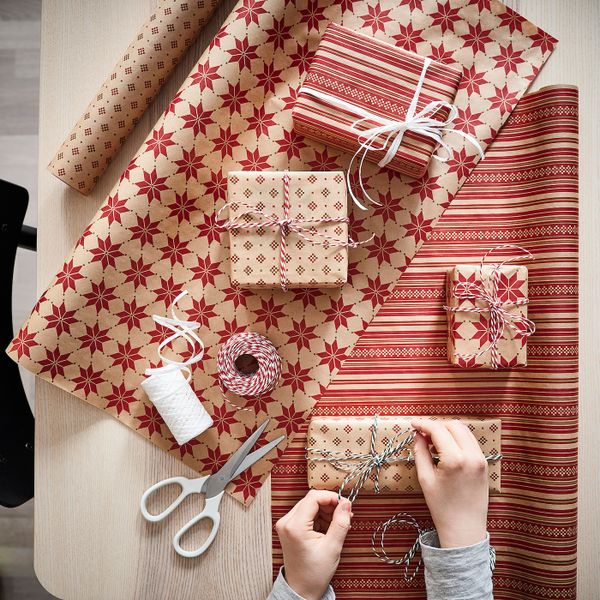 Рулон оберточной бумаги, орнамент «звезды» бежевый, красный 3x0.7 м/2.10 м²x3 штуки IKEA VINTER 2021 ВИНТЕР 2021 704.993.45 - схема-чертеж с размерами