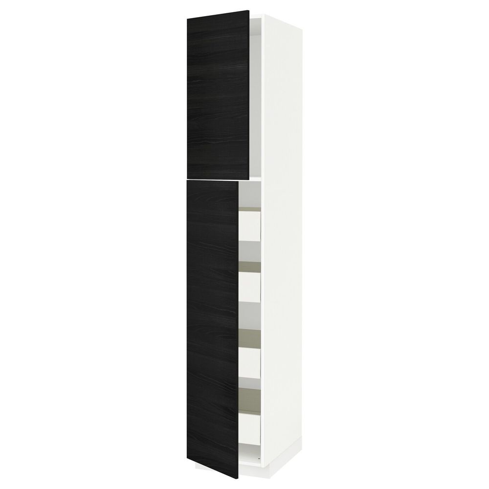 Высокий шкаф/2дверцы/4ящика, белый, Тингсрид черный 40x60x220 см IKEA МЕТОД / ФОРВАРА 893.434.10 - схема-чертеж с размерами