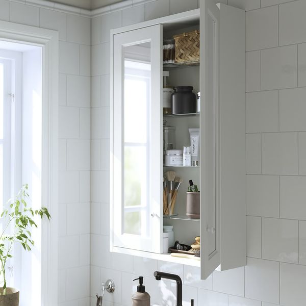 TÄNNFORSEN Зеркальный шкаф с дверцами - белый 60x15x95 см - схема-чертеж с размерами