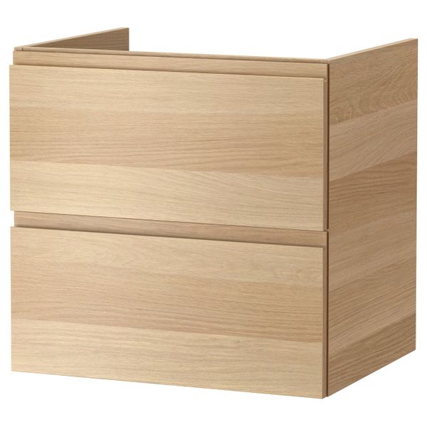 Шкаф для раковины с 2 ящ, под беленый дуб 60x47x58 см IKEA GODMORGON ГОДМОРГОН 803.809.11 - фото 1