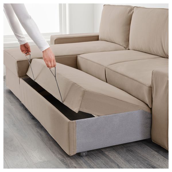 Диван-кровать с козеткой ВИЛАСУНД, Дансбу бежевый - фото 5