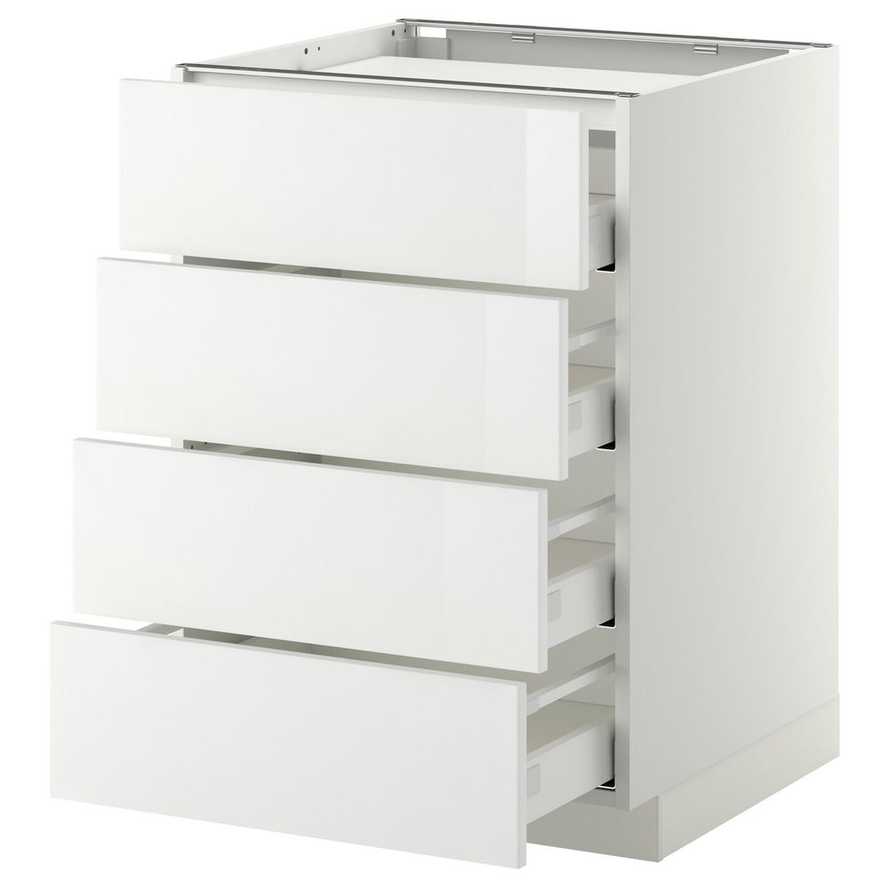 Напольный шкаф, 4 фронтальных панели/4ящика, белый/Рингульт белый 60x60 см IKEA METOD МЕТОД / MAXIMERA МАКСИМЕРА 492.348.80 - фото 1