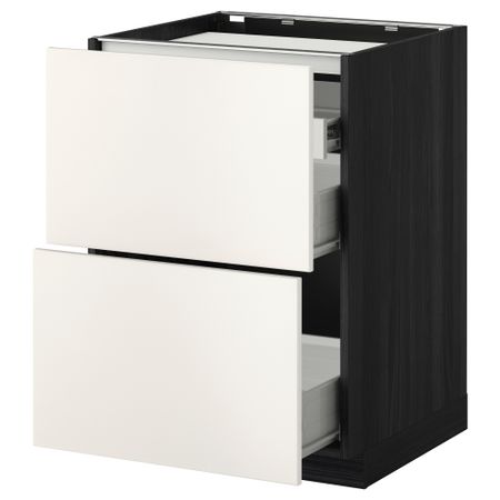 Напольный шкаф, 2 фронтальных панели, 3 ящика МЕТОД / ФОРВАРА, черный, Веддинге белый