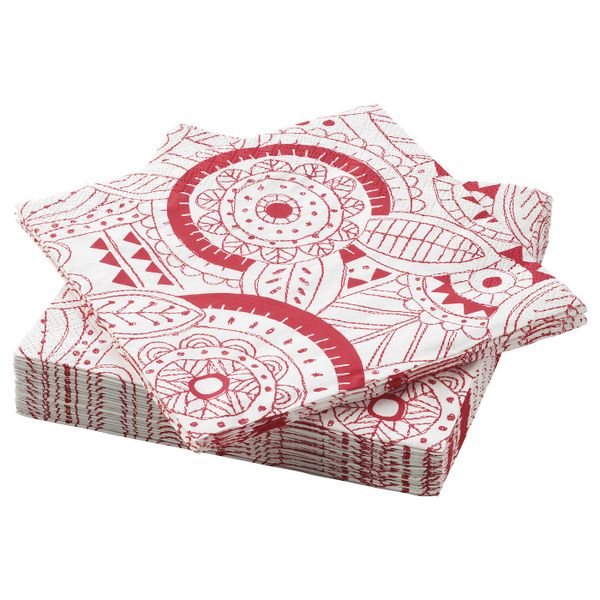Салфетка бумажная, с рисунком, белый/красный, 33x33 см IKEA ВИНТЕРФЕСТ 304.328.23 - фото 1