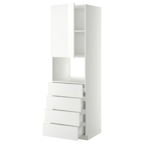 Высокий шкаф для духовки, дверца, 4 ящика МЕТОД / ФОРВАРА, белый, Рингульт белый - фото 1
