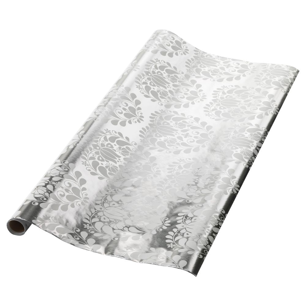 Рулон оберточной бумаги ВИНТЕР 2016, серебристый, белый цветок (2x0.7 м) - фото 1