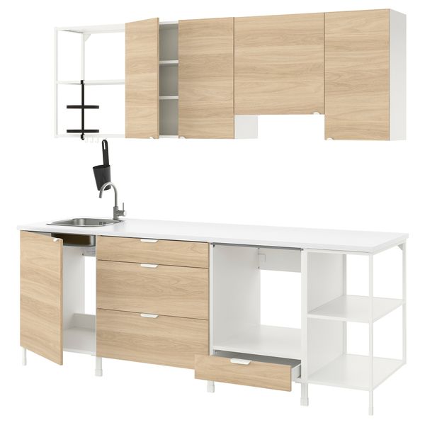 Кухня, белый, под дуб, 243x63.5x222 см IKEA BEGIVENHET БЕГИВЕНХЕТ 393.380.91 - фото 2