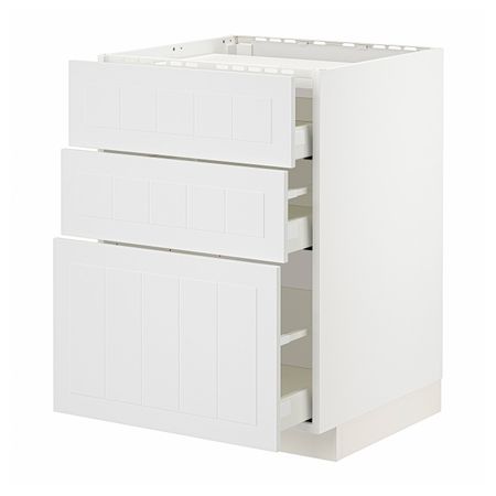 Шкаф для варочной панели/3фасада/3ящ, белый/Стенсунд белый 60x60 см IKEA METOD МЕТОД / MAXIMERA МАКСИМЕРА 494.097.09