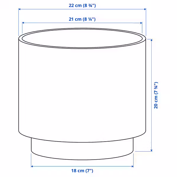 SANDKÖRSBÄR Кашпо - д/дома/улицы/бежевый 19 см - схема-чертеж с размерами