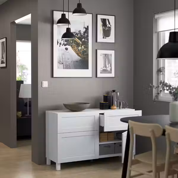 HANVIKEN Дверь/фронтальная панель ящика - белый 60x38 см - схема-чертеж с размерами