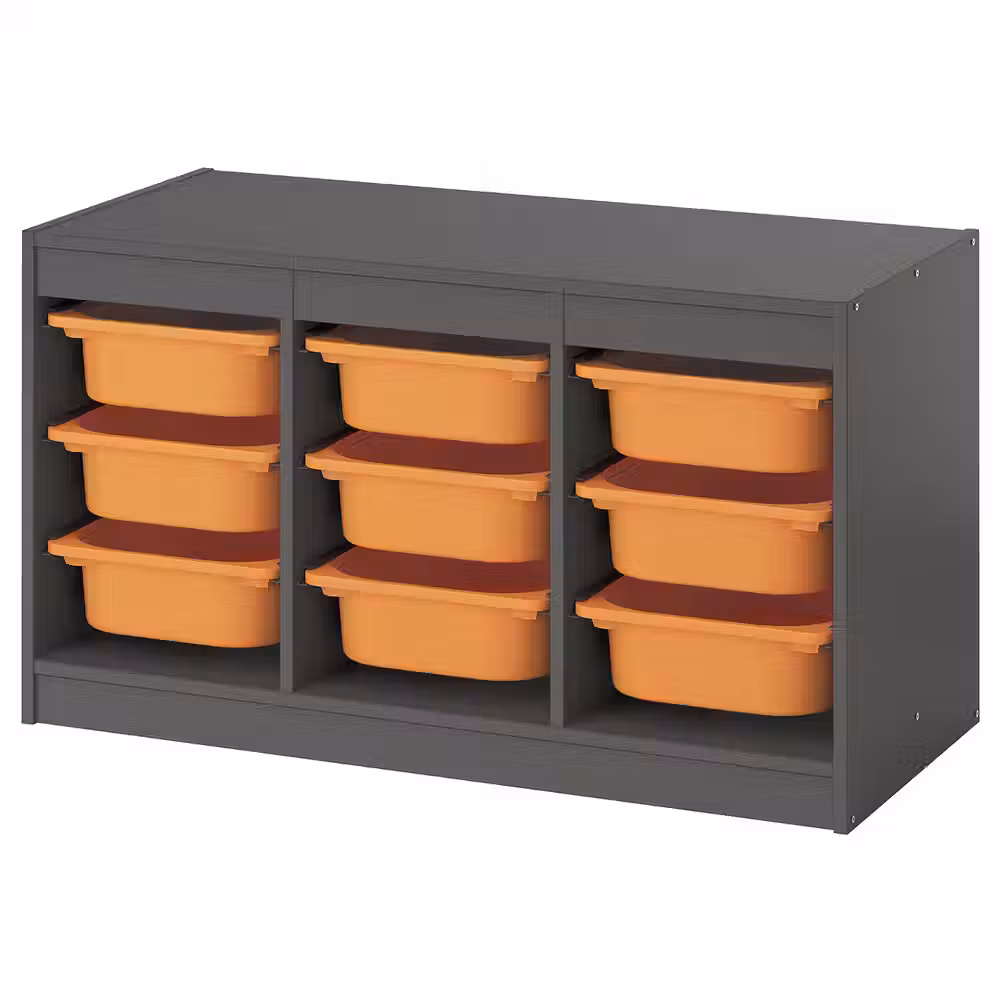 TROFAST Комбинация д/хранения+контейнеры - серый/светло-оранжевый 99x44x56 см - фото 1