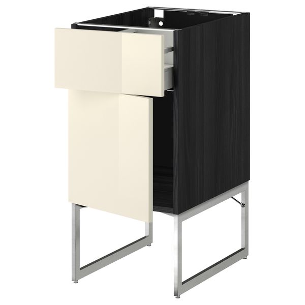 Напольный шкаф с ящиком, дверью МЕТОД / МАКСИМЕРА, черный, Рингульт кремовый - схема-чертеж с размерами