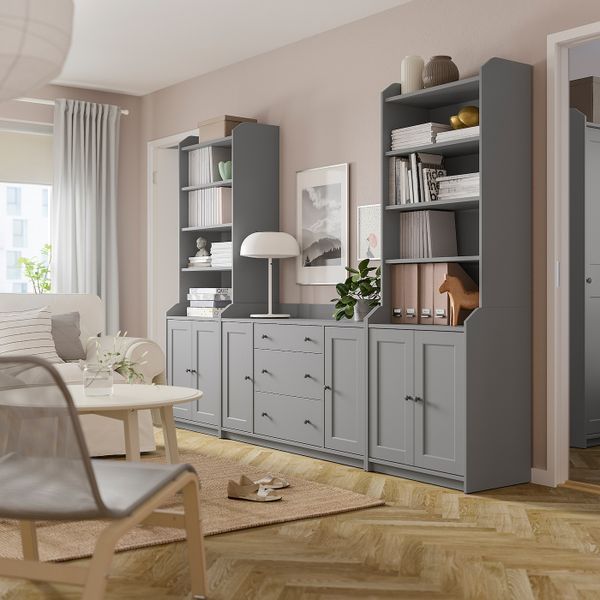 Комбинация для хранения, серый 279x46x199 см IKEA HAUGA ХАУГА 393.887.31 - фото 2
