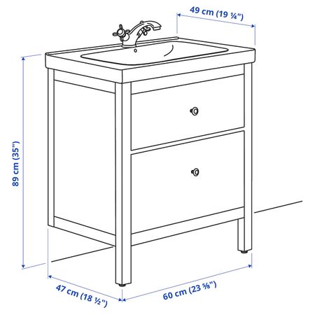 Шкаф для раковины с 2 ящ, белый/РУНШЕР смеситель 63x49x89 см IKEA HEMNES ХЕМНЭС / ODENSVIK ОДЕНСВИК 192.934.23