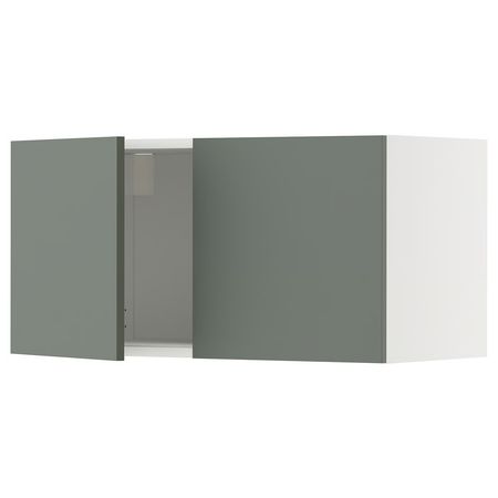 METOD Навесной шкаф с 2 дверцами - белый/Nickebo матовый серо-зеленый 80x40 см