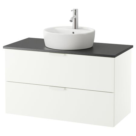 Шкаф п-раковину/столешн45/раковина ГОДМОРГОН/АЛДЕРН / ТОРНВИКЕН, белый, черный (102x49x74 см)