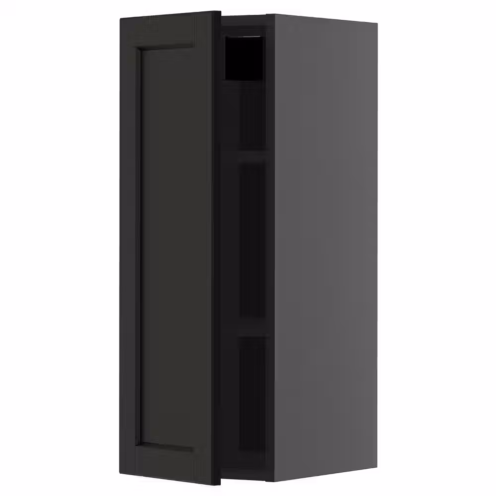 METOD Навесной шкаф с полками - черно-серый/Lerhyttan черная морилка 30x80 см - фото 1