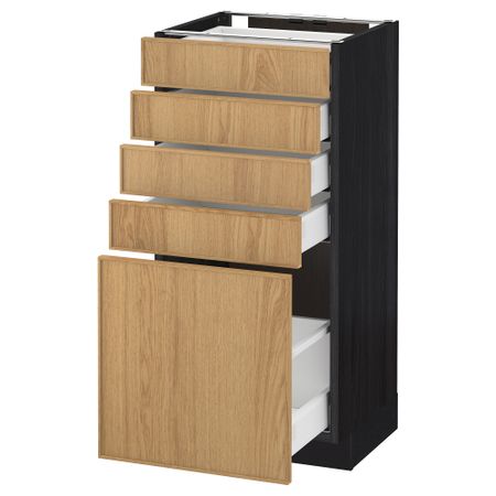 Напольный шкаф с 5 ящиками МЕТОД / МАКСИМЕРА, черный, Экестад дуб