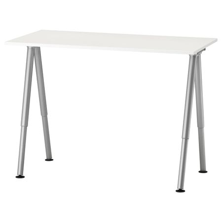 Письменный стол, белый, серебристый 120x60 см IKEA THYGE ТИГЕ 892.787.87