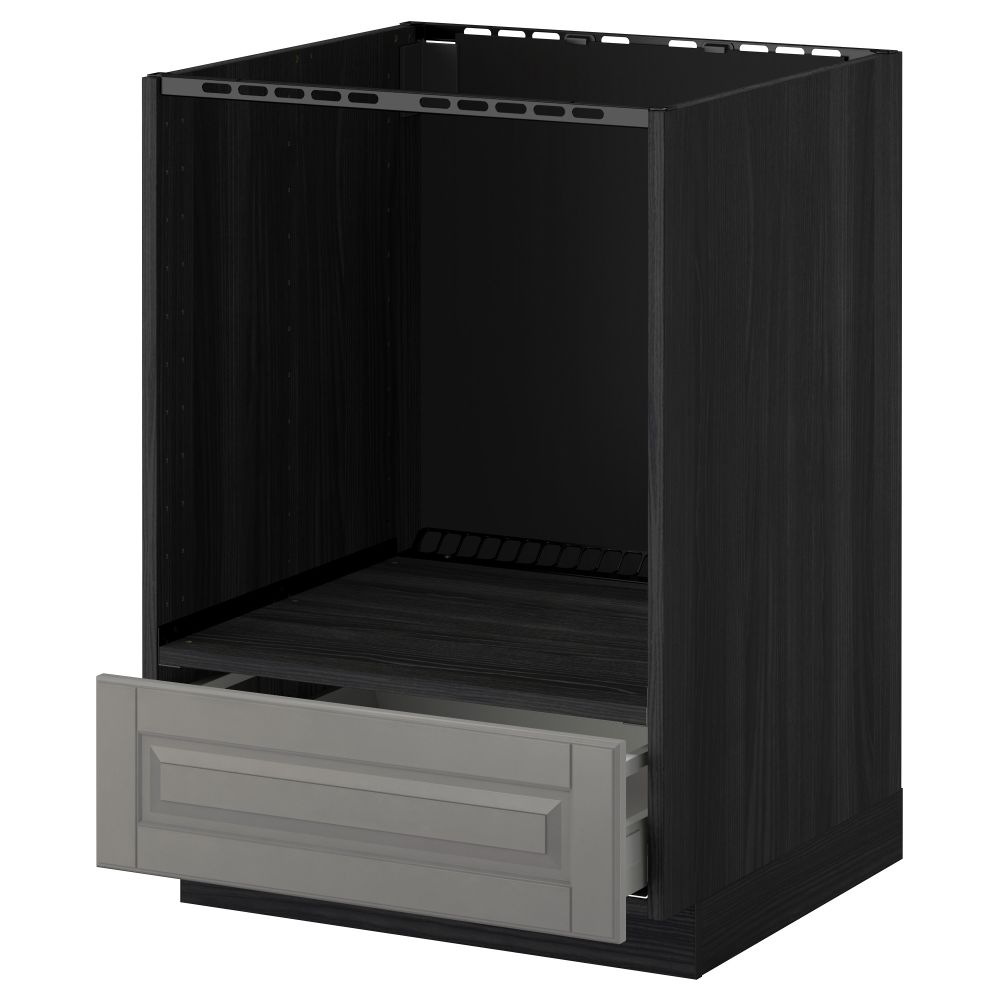 Напольный шкаф для духовки, с ящиком МЕТОД / МАКСИМЕРА, черный, Будбин серый (60x60 см) - схема-чертеж с размерами