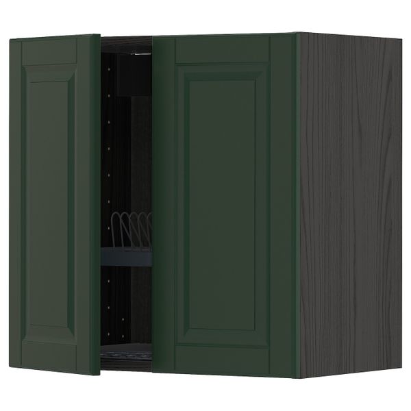 Навесной шкаф с посудной сушилкой, 2 дверец, черный/Будбин темно-зеленый 60x60 см IKEA МЕТОД 693.133.05 - схема-чертеж с размерами