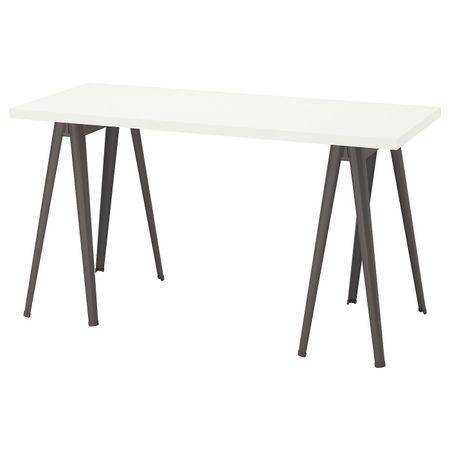 Письменный стол, белый, темно-серый 140x60 см IKEA LAGKAPTEN ЛАГКАПТЕН / NÄRSPEL НЭРСПЕЛЬ 394.171.92