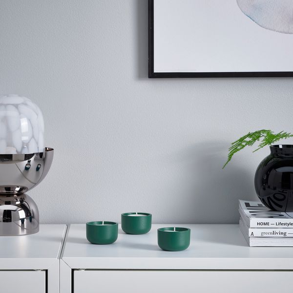 Подсвечник для греющей свечи, темная бирюза, 3 см IKEA HEDERVÄRD 505.693.58 - фото 4