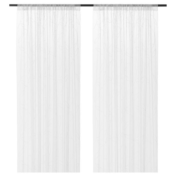Гардины, 2 шт., белый листья 145x300 см IKEA LILLEGERD ЛИЛЛЕГЕРД 804.647.84 - фото 1