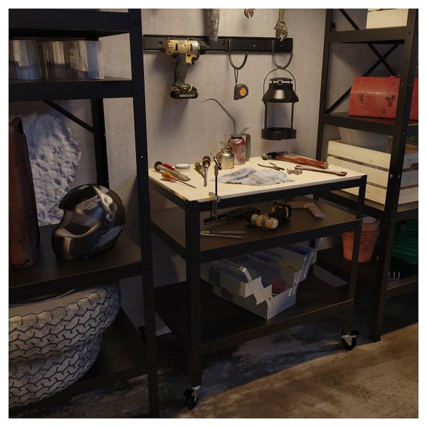 Комбинация с полками/тележкой 255x54x190 см IKEA BROR БРУР 592.756.72 - фото 4