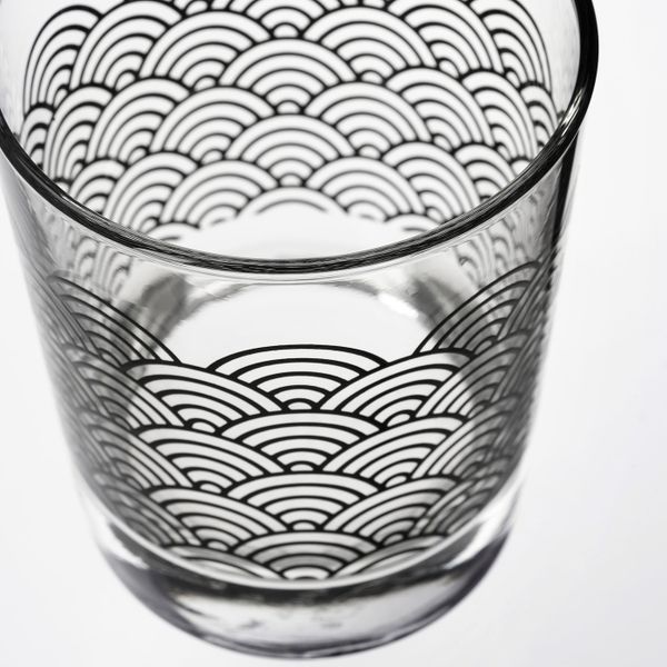 Стакан, черный, с рисунком, 23 сл 6 шт IKEA ВОРКУЛ 903.983.45 - схема-чертеж с размерами