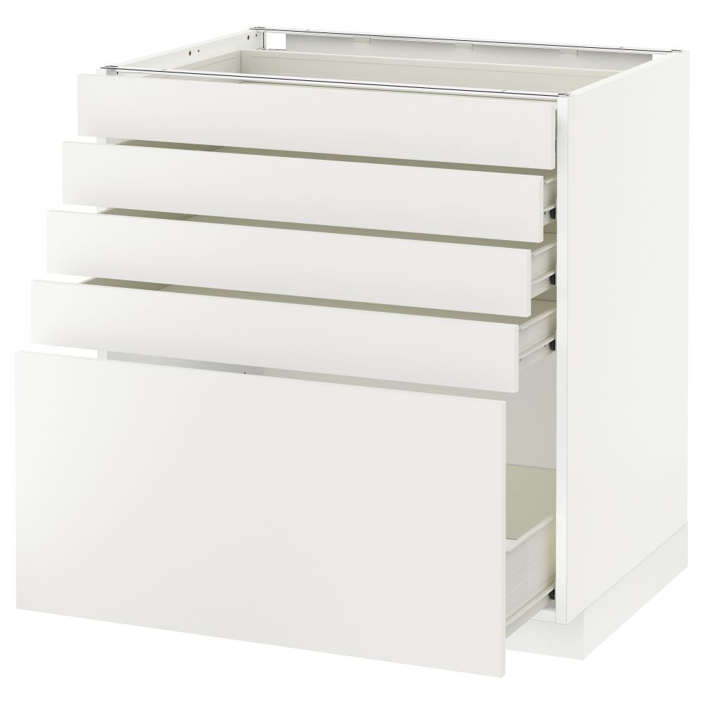 Напольный шкаф с 5 ящиками МЕТОД / ФОРВАРА, белый, Хэггеби белый - схема-чертеж с размерами