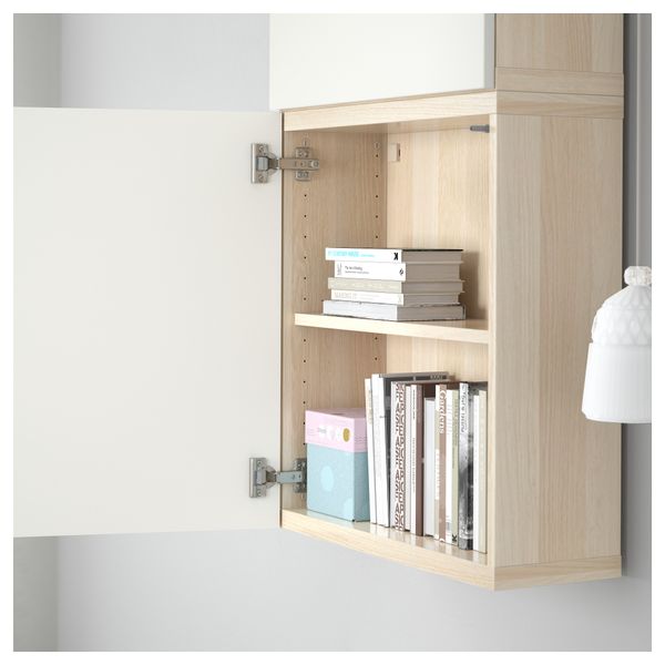 Навесной шкаф с 2 дверями БЕСТО, под беленый дуб, Лаппвикен белый (60x20x128 см) - схема-чертеж с размерами