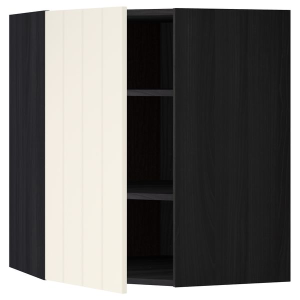 Угловой навесной шкаф с полками МЕТОД, черный, Хитарп белый с оттенком - схема-чертеж с размерами