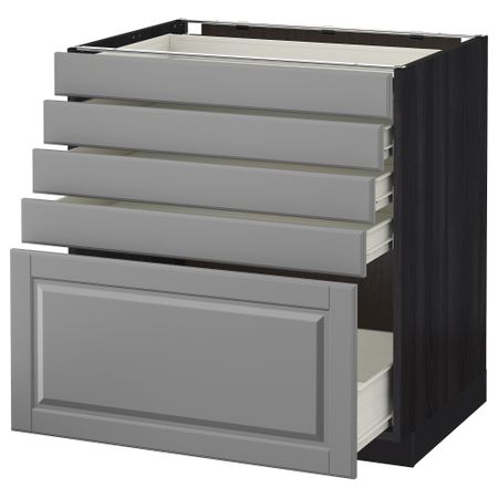 Напольный шкаф с 5 ящиками МЕТОД / ФОРВАРА, черный, Будбин серый