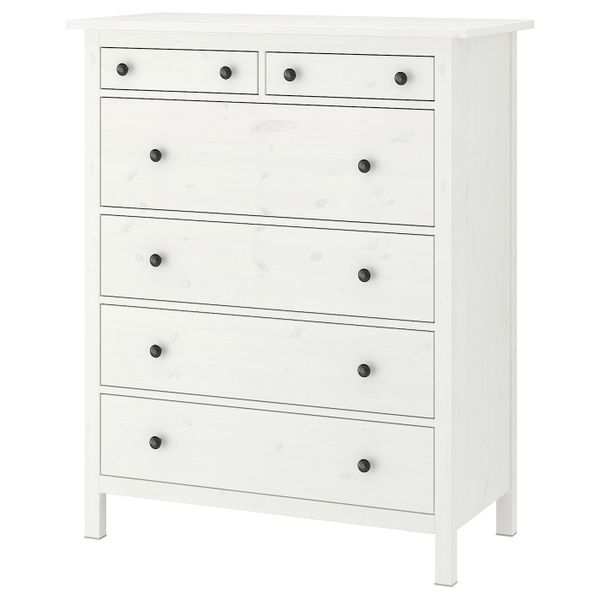 Комод с 6 ящиками, белая морилка 108x131 см IKEA HEMNES ХЕМНЭС 803.684.38 - фото 1