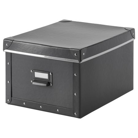 Коробка с крышкой ФЬЕЛЛА, темно-серый (27x36x20 см)