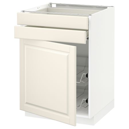 Напольный шкаф, дверца, 2 ящика, проволочных корзин МЕТОД / ФОРВАРА, белый, Будбин белый с оттенком