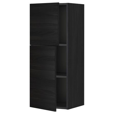 Навесной шкаф с полками/2дверцы, черный, Тингсрид черный 40x100 см IKEA МЕТОД 192.322.79