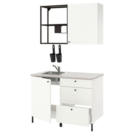 Кухня, антрацит, белый, 123x63.5x222 см IKEA BEGIVENHET БЕГИВЕНХЕТ 393.372.23