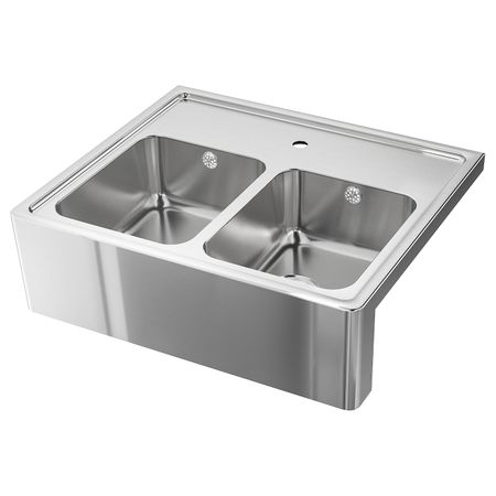 Двойная мойка, видимая фронт стенка, нержавеющая сталь 80x69 см IKEA BREDSJÖN БРЕДШЁН 192.895.67