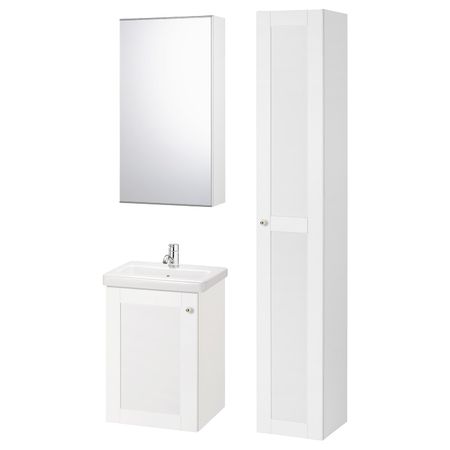 Комплект мебели для ванной,7 предм., Йельсен белый/ПИЛКОН смеситель 44x43x65 см IKEA FISKÅN ФИСКОН / TVÄLLEN ТВЭЛЛЕН 194.360.83