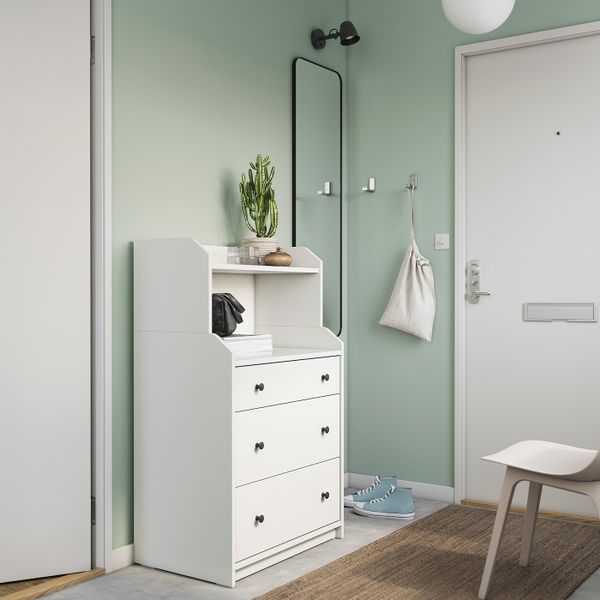 Комод с 3 ящиками/полкой, белый 70x116 см IKEA HAUGA ХАУГА 504.072.95 - фото 3