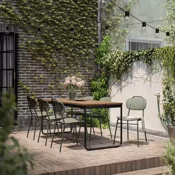 VÄSMAN / ENSHOLM Садовый стол+6 стульев - схема-чертеж с размерами