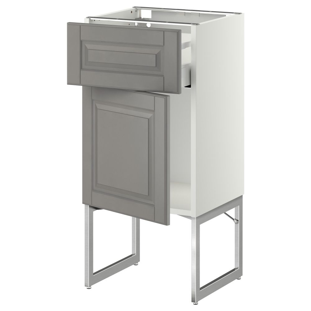 Напольный шкаф с ящиком, дверью МЕТОД / МАКСИМЕРА, белый, Будбин серый - схема-чертеж с размерами