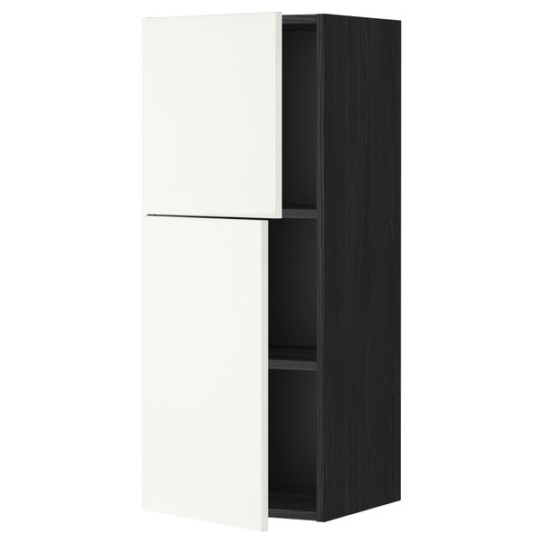 Навесной шкаф с полками, 2 дверцы МЕТОД, черный, Хэггеби белый - схема-чертеж с размерами